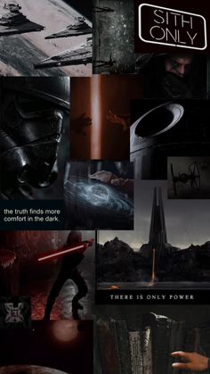 star wars collage with images and captions from the movie, sith only