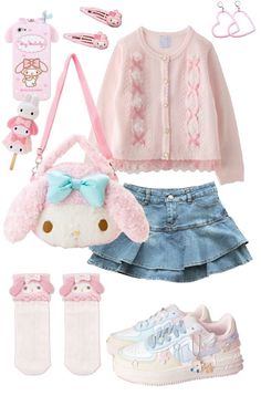 Kawaii Kei Outfit, Kawaiicore Fashion, Cutecore Style, Frog Queen, My Melody Outfit, Styled Clothes, Sanrio Clothes