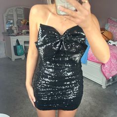 Black, Sequined/ Sparkly, Tight Mini Dress. From Alter’d State Nwt. Never Wore Dresses Hoco, Hoco Dress, Altard State Dresses, Tight Mini Dress, Black Sequin Dress, Altard State, Hoco Dresses, Altar'd State, Black Sequins