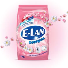 an e - lan deterant bag with flowers coming out of it on a pink background