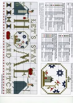 the cross stitch pattern is shown in two different colors