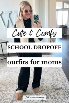 Discover the perfect Casual Outfit ideas for school drop-offs with this guide to Women's Fashion. From comfy sneakers to stylish layering pieces, you'll find Women's Style inspiration that’s both practical and trendy. These outfit ideas will help you stay on top of your fashion game even on the busiest mornings. School Drop Off Outfit, Women's Style Tips, Sahm Outfits, Trendy Mom Outfits, Mom Uniform