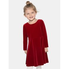 The Children's Place Toddler Girls Velour Long Sleeve Dress will become her wardrobe favorite this season. This soft and comfy tiered velour knit dress is functional making her ready for whatever comes her way! The velour dress comes in a beautiful red shade giving her effortless style for the holiday season or year-round. Showcasing a pullover style, knit crew neck, and designed in an above the knee length. The Children's Place Toddler Girls Velour Long Sleeve dress comes in sizes 2T-5T. Gender Girls Sweater Dress, Velour Dress, Everyday Dress, Baby And Toddler, Cotton Pyjamas, Everyday Dresses, Girls Long Sleeve, Childrens Place, Girly Girl