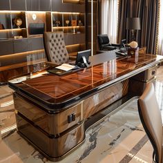 an elegant desk in the middle of a room