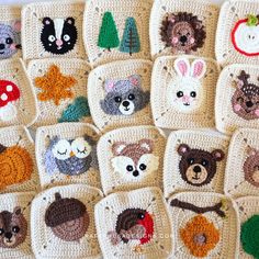 many crocheted animals are on the table