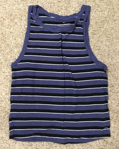 AMERICAN EAGLE BLUE STRIPED TANK TOP SIZE MEDIUM #AmericanEagleOutfitters #Basic #Casual Fitted Striped Tank Top, Sleeveless Cotton Tank Top With Contrast Stripes, Cotton Sleeveless Tank Top With Contrast Stripes, Spring Sleeveless Tank Top With Contrast Stripes, Fitted Sleeveless Top With Vertical Stripes, Casual Blue Tops With Contrast Stripes, Casual Striped Sleeveless Vest, Casual Sleeveless Top With Contrast Stripes, Fitted Sleeveless Top With Contrast Stripes