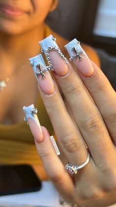 Nails Acrylic Birthday Set, Nails Acrylic Birthday, Nora Fatehi Dance, Unusual Nail Designs, Nails Gems, Casual Baddie, Cartoons Movies, Nora Fatehi, Colored Acrylic Nails