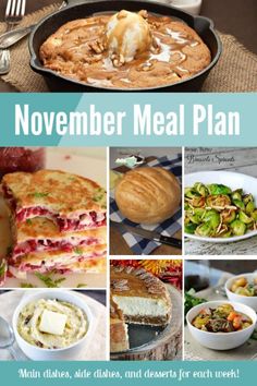 a collage of pictures with the words november meal plan