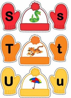 the letter s is for hat with gloves and mittens on it's sides