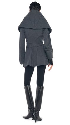 Fitted Winter Outerwear With Belted Cuffs, Fitted Outerwear With Belted Cuffs For Fall, Fitted Fall Outerwear With Belted Cuffs, Hooded Belted Outerwear For Fall, Hooded Belted Fall Outerwear, Belted Hooded Outerwear For Fall, Hooded Belted Outerwear For Winter, Belted Hooded Outerwear For Winter, Chic Fitted Hooded Outerwear