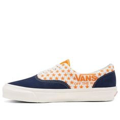 Vans Ua Og Era Lx Blue/Orange VN0A4BVATJ31 (SNKR/Retro/Skate/Casual/Unisex/Low Top) Retro Blue Skate Shoes With Rubber Sole, Blue Retro Skate Shoes For Sports, Orange High-top Skate Shoes With Contrast Sole, Orange Low-top Skate Shoes With Contrast Sole, Orange Low-top Skate Shoes For Skateboarding, Blue Low-top Vans Skate Shoes, Blue Vans Sneakers For Skateboarding, Vans Shop, Stylish Sneakers