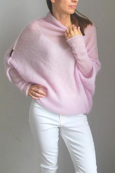 Light pink sweater light pink cardigan knitwear handmade | Etsy Chic Oversized Pink Sweater, Pink Mohair Sweater For Spring, Cozy Pink Poncho For Fall, Cozy Pink Mohair Sweater, One Size Pink Soft Knit Sweater, Cozy Pink One Size Poncho, Oversized Pink Poncho For Spring, Pink Long Sleeve Poncho One Size, Pink Dress Outfit Casual