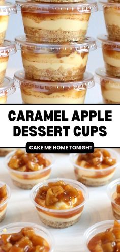 caramel apple dessert cups with text overlay