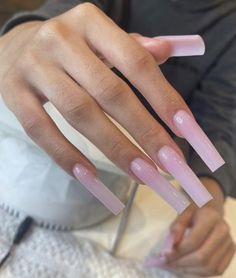 Long Pink Nails, Long Acrylic Nail Designs, Dope Nail Designs