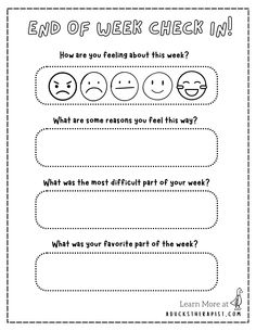 the end of week check in worksheet for students to practice their writing skills