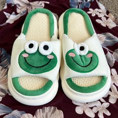 New With Out Bags Clean Super Comfy From The Inside And Cushioning Frog Slippers, Ugg Platform Slippers, Nike Benassi Duo, Ugg Boots With Bows, Ugg Sneakers, Embroidered Slippers, Rainbow Band, Pink Slippers, Jazz Shoes