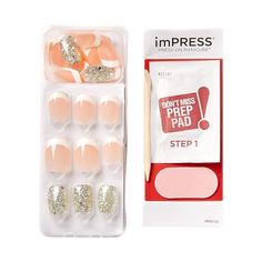 Welcome To My Store Fast Express Free Shipping Press-On 30 Fake Nails Manicure Kit Includes Prep Pad,Mini File & Cuticle Stick Product Description Product Name: Press On Nails Material : Acrylic Color : Pink & Silver Style : Time Slip Number of Pieces : 30 Item color displayed in photos may be showing slightly different on your computer monitor. Due to the different measurement methods,size may have 0.3-0.7 inches error. Press On & Go: The new generation manicure is here! Now with PureFit Techno Impress Manicure, Short Press On Nails, Manicure Kit, Pedicure Nail Art, Manicure Set, Nail Kit, Holiday Nails, Nail Manicure, Nail File