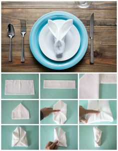 how to fold napkins on a plate and place them on the table for dinner