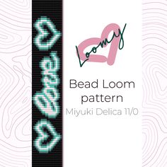 the bead loom bracelet pattern is shown in green and black with white letters