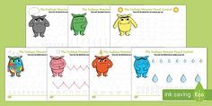 four different colored animals are shown in this printable activity pack for kids to learn how to