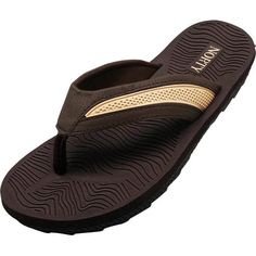 Norty - Men's Flip Flop Thong Sandal, Fun for everyday wear, Soft and comfortable, Two-tone straps with soft fabric between your toes, Textured molded footbed, Rugged non-skid sole, Man Made Materials, Made in China, #40347 Size: 11 D(M)US.  Color: Brown.  Gender: male.  Age Group: adult. Brown Slip-on Flip Flops For Outdoor, Non-slip Brown Beach Slippers, Brown Non-slip Beach Slippers, Brown Non-slip Flip Flops, Brown Non-slip Round Toe Flip Flops, Sandals Brown, Brown Sandals, Slipper Shoes, Thong Sandals