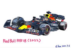 a drawing of a red bull racing car