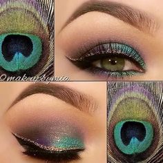 Peacock Eye Makeup, Teknik Makeup, Makeup Cantik, Make Up Designs, Makeup Tutorial Foundation, Make Up Tutorials, Eye Makeup Techniques