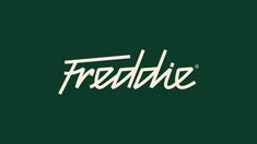 the word'freedie'written in white on a dark green background, with an outline