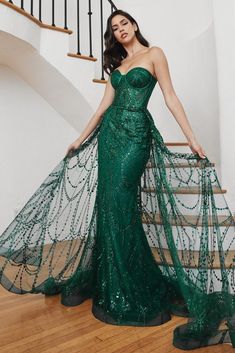 Cinderella Divine CB095 Green And Silver Dress Evening Gowns, Mermaid Core Prom Dress, Hollywood Gown, Gowns Designs, Hollywood Gowns, Black Tie Event Dresses, Prom 23, Fitted Gown, Stylish Gown