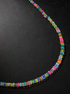 JIA JIA's necklace is as positive as it is vibrant. Handmade with rainbow opal beads that symbolise optimism, intuition and creativity, it's part of a set with the matching bracelet and has an adjustable gold clasp. Rainbow Metal Necklace, Beaded Necklace For Men, Rainbow Opal, Summer Sunglasses, Opal Beads, Matching Bracelet, Necklace For Men, Fine Jewelry Designers, Matching Bracelets