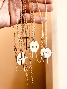 Beautiful, simple, and lustrous, this piece is a great gift for a special someone or as a gift to oneself. It is also suitable for daily wearing. You have the option to choose between a blank or hand-stamped 5/8” disc. The possibilities for customization are endless, whether you prefer initials, names, dates, or phrases. Item Details: • This listing is for (1) disc + cross drop necklace.• 5/8”(16mm) disc, large cross size of about 30 mm.• All metal components are sterling silver and 14k gold-fil Faith Necklace, Special Someone, Minimal Jewelry, Drop Necklace, Dainty Jewelry, Endless Possibilities, The 3, Hand Stamped, Handmade Natural