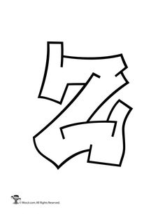 the letter z is drawn in black and white