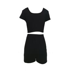 Women's Short Sleeve Crop Top Drawstring Shorts Two-piece Outfits Black Summer Two-piece Tops, Summer Black Two-piece Crop Top, Black Two-piece Crop Top For Summer, Short Sleeve Crop Top, Short Sleeve Cropped Top, Color Pick, Drawstring Shorts, Lunar New, Two Piece Outfit