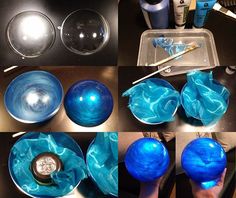 the process of making blue marbles is shown here