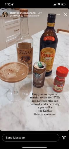 the ingredients to make an espresso drink are shown