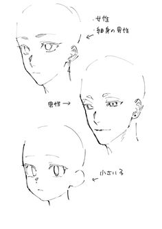 three different faces are shown in the same drawing style, and each is drawn by hand