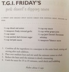 the recipe for t g i friday's jack and david's dipping sauce