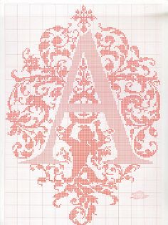 a cross stitch pattern with the letter a on it