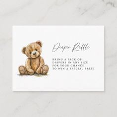 a brown teddy bear sitting on top of a white tablecloth with the words diaper puller