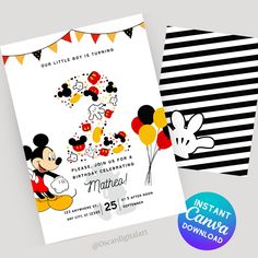 a mickey mouse birthday party with balloons