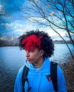 Black Men With Dyed Hair, Black Men Hair Dye Ideas, Dyed Curly Hair Men, Hair Dye Placement Ideas, Jj Hair, Afro Hair Dye, Boys Dyed Hair, Mens Twists Hairstyles, Boys Colored Hair