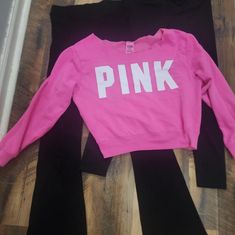 Victoria's Secret Pink Bundle. 2 Pairs Of Leggings & Crop Sweatshirt. All Like New! Only Tried On! All Size Medium. Perfect Pristine Condition. One Leggings Adjustable Front Ruched Draw String, & One Ribbed Flare Leg. Great Deal! Phone Holster, Pink Victoria Secret, Walker Boots, Fit N Flare Dress, Crop Sweatshirt, Rain And Snow Boots, Cropped Leggings, Fit & Flare, Victoria's Secret Pink