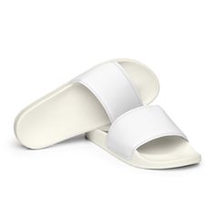 WHITE MEN'S POOL SLIDES ARE A CLASSIC. Please check the sizing chart between the listing photos. * Cushioned faux leather upper strap * Lightweight polyurethane (PU) outsole * Contoured, textured footbed * Stitched around the upper perimeter for extra durability * Spot clean only * Printed, cut, and handmade * Blank product sourced from China Designed by Glorianna Center, Nataša Mulec s.p.. Made and sent by Printful. Important: This product is available in the following countries: United States, Essential Shoes, Life Essentials, White Mules, Mens Slide Sandals, Pool Shoes, White Slippers, Pool Activities, White Slides, Men Slides