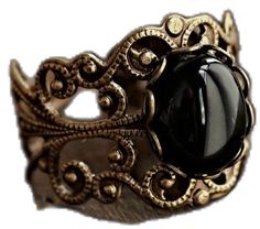 Elegant Adjustable Bronze Rings, Ornate Black Oval Ring, Elegant Black Jewelry With Antique Finish, Vintage Black Filigree Rings, Vintage Black Oval Filigree Ring, Black Oval Filigree Ring, Vintage Black Oval Cabochon Jewelry, Vintage Onyx Oval Cabochon Jewelry, Adjustable Ornate Filigree Ring