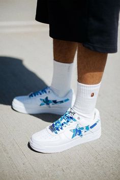 A BATHING APE BAPE STA ABC CAMO BLUE Bapesta Shoes Outfit, Bape Sta, Camo Shoes, Nike Shoes For Sale, Archive Fashion