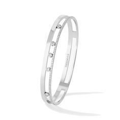 Messika Jewelry - WHITE GOLD DIAMOND BRACELET MOVE ROMANE BANGLE | Manfredi Jewels White Gold Diamond Bracelet, White Gold Bangle, Rose Gold Bangle, Diamond Bangles Bracelet, Bangles Jewelry Designs, Bracelets Gold Diamond, Gold Bangle Bracelet, Charlize Theron, Diamond Bangle