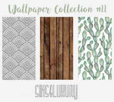 the wallpaper collection 11 is shown in three different colors and sizes, including green leaves