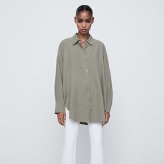 Bnwt Side Vents Oversized Matte Fabric Modern Long Sleeve Blouse For Day Out, Zara Oversized Blouse For Fall, Chic Viscose Shirt For Spring, Zara Oversized Blouse For Day Out, Zara Oversized Blouse For Daywear, Oversized Zara Blouse For Daywear, Modern Blouse For Fall Daywear, Zara Relaxed Fit Blouse For Daywear, Versatile Zara Blouse For Work