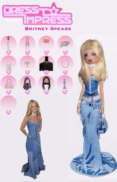 the barbie doll is wearing a blue dress