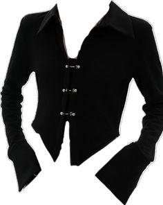 Edgy Black Long Sleeve Sweater, Black Long Sleeve Edgy Sweater, Fitted Black Long Sleeve Sweater, Trendy Long Sleeve Blouse For Night Out, Winter Long Sleeve Tops, Black Long Sleeve Sweater For Work, Black Long Sleeve Sweater For Workwear, Fall Button-up Tops For Night Out, Trendy Black Long Sleeve Blouse